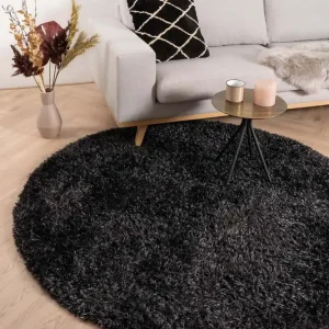 Rond hoogpolig vloerkleed velours Posh – antraciet Black Friday-64% Uitverkoop