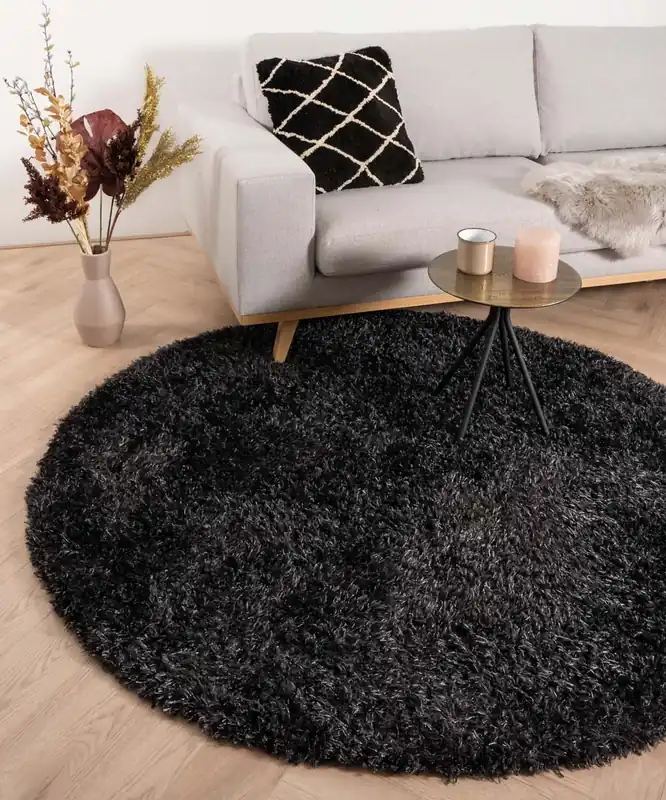 Rond hoogpolig vloerkleed velours Posh – antraciet Black Friday-64% Uitverkoop