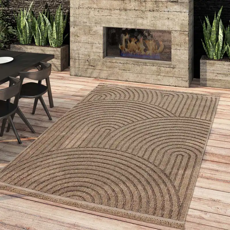 Jute buitenkleed – Waves beige/zwart Black Friday-39% Betaalbaar