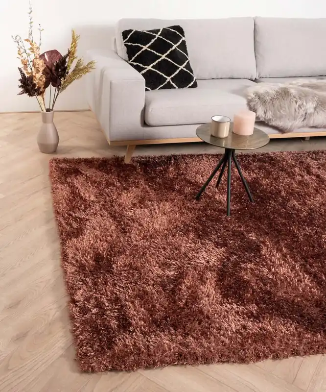 Direct Verzonden Hoogpolig vloerkleed velours Posh – koper Black Friday-60%