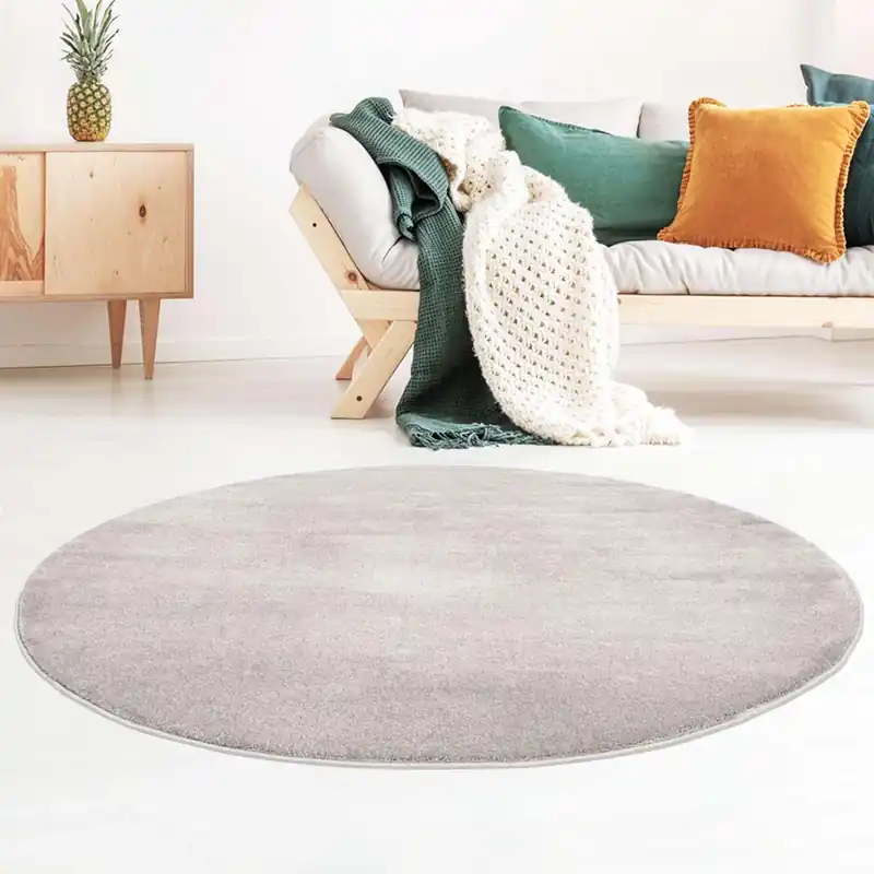 Rond vloerkleed effen velours Gala – grijs -39% Nu Kopen