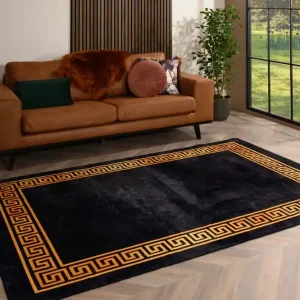 Speciale Aanbieding Wasbaar vloerkleed – Alessia zwart/goud Black Friday-38%