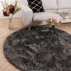 Rond hoogpolig vloerkleed velours Posh – grijs Black Friday-64% Bestseller
