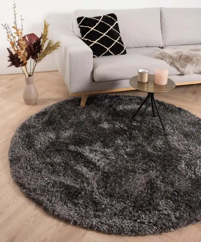 Rond hoogpolig vloerkleed velours Posh – grijs Black Friday-64% Bestseller