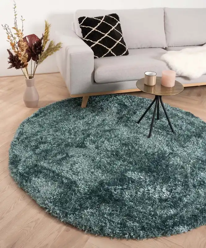 Luxe Rond hoogpolig vloerkleed velours Posh – turquoise Black Friday-64%