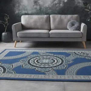 Laatste Versie Vloerkleed retro bloem – blauw -38%