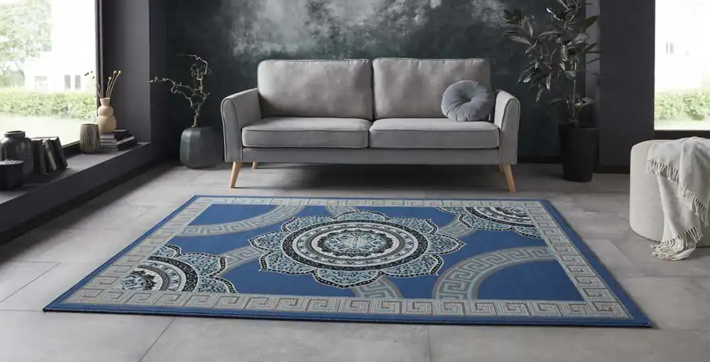 Laatste Versie Vloerkleed retro bloem – blauw -38%
