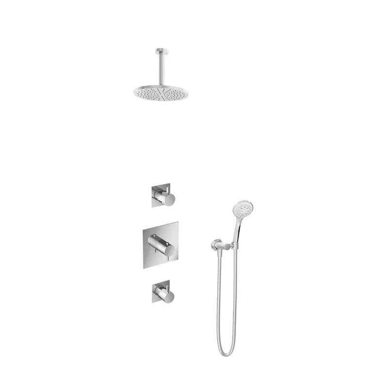 Hotbath IBS 2 Get Together inbouw doucheset Laddy vierkant - chroom - met ronde 3 standen handdouche - 20cm hoofddouche - met plafondbuis 15cm - zonder glijstang Lage Prijs