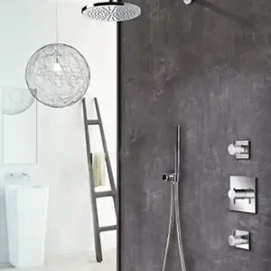 Hotbath IBS 2 Get Together inbouw doucheset Laddy vierkant - geborsteld nikkel - met staafhanddouche - 25cm hoofddouche - met plafondbuis 30cm - met glijstang Dagaanbieding