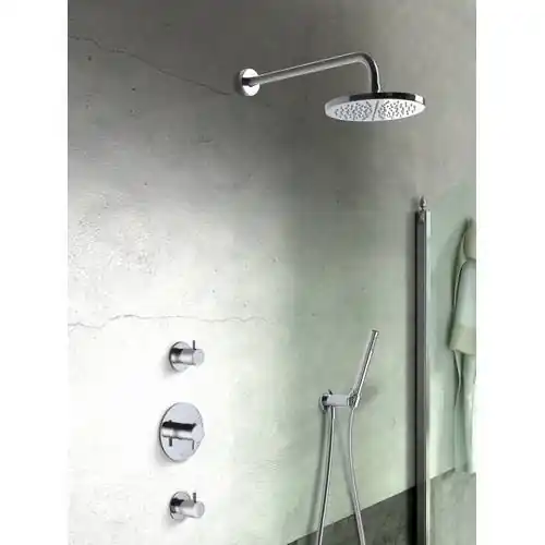 Actieprijs Hotbath IBS 2R Get Together inbouw doucheset Laddy rond - geborsteld nikkel - met ronde 3 standen handdouche - 25cm hoofddouche - met wandarm - zonder glijstang