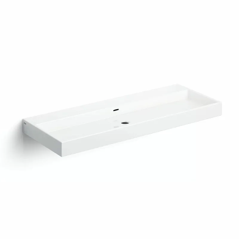 Clou Wash Me wastafel 110x42cm aluite - 7 voorbewerkte kraangaten - mat wit Modern