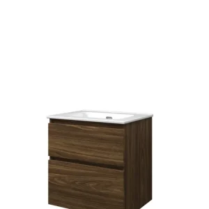 Proline Elegant badmeubel met keramische wastafel met 1 kraangat en onderkast a-symmetrisch - Cabana oak - 60x46cm (bxd) Budget