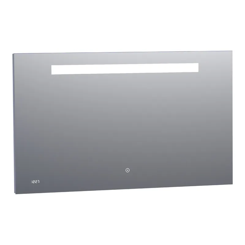 Direct Verzonden Brauer Quartz spiegel 120x70cm met klok - LED verlichting boven