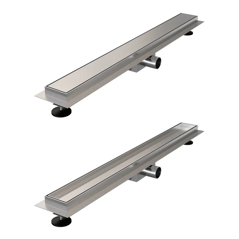 Brauer douchegoot met multifunctioneel rooster en vloerflens - 80cm - geborsteld RVS PVD Speciale Aanbieding