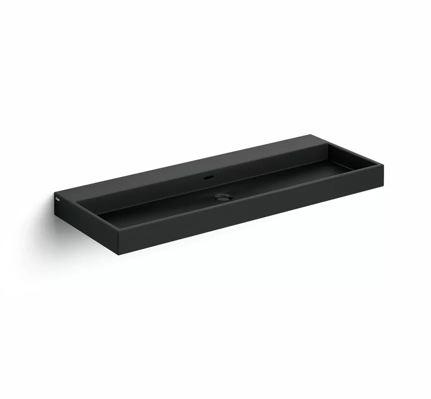 Clou Wash Me wastafel 110x42cm keramiek - 7 voorbewerkte kraangaten - mat zwart Veilige Betaling