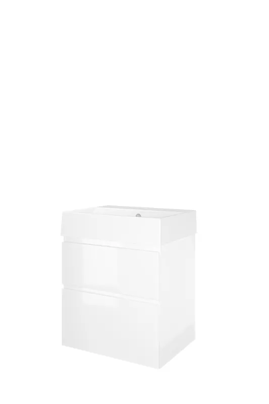 Premium Proline Loft badmeubel met keramische wastafel met 1 kraangat en onderkast a-symmetrisch - Glans wit - 60x46cm (bxd)