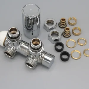 Rechtstreeks Van De Fabrikant Instamat Twin Valve thermostatisch aansluitblok 1/2" - haaks - chroom