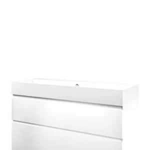 Proline Loft badmeubel met keramische wastafel met 1 kraangat en onderkast a-symmetrisch - Mat wit - 120x46cm (bxd) Dagaanbieding
