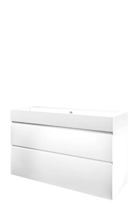 Proline Loft badmeubel met keramische wastafel met 1 kraangat en onderkast a-symmetrisch - Mat wit - 120x46cm (bxd) Dagaanbieding