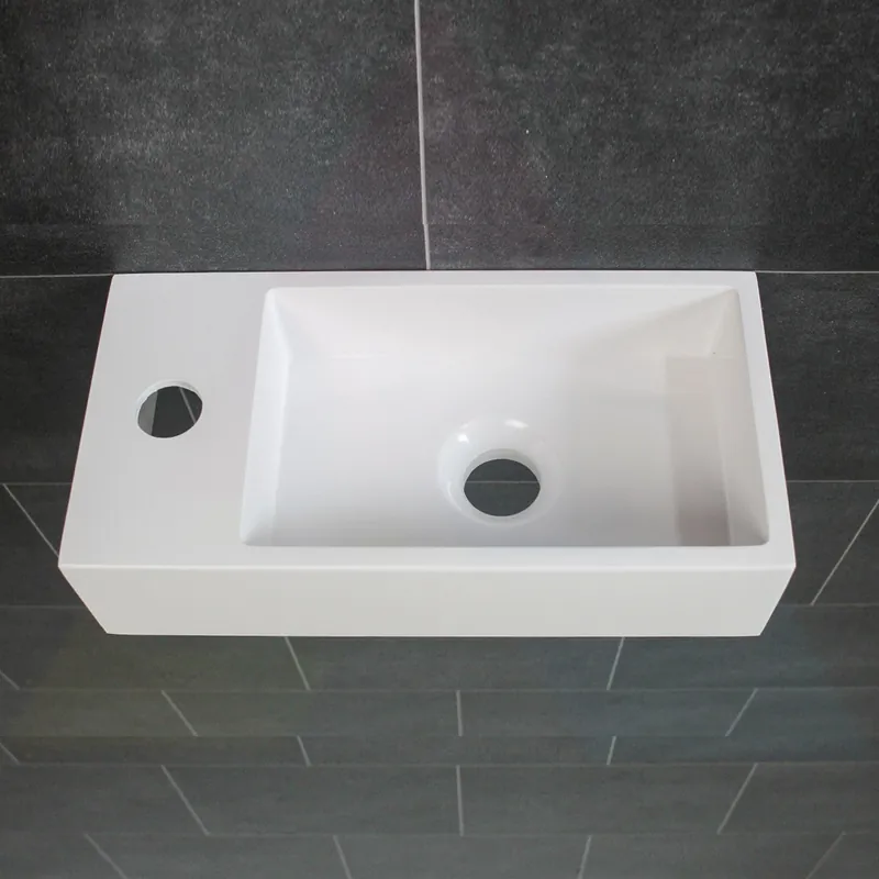 Ink Versus fontein polystone links met kraangat 36x18cm - glans wit Hete Deal