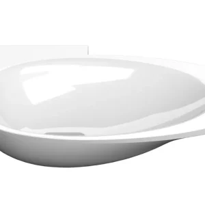 Exclusieve Aanbieding Clou First fontein 39x25cm mineraalmarmer - voorbewerkt kraangat links - glans wit