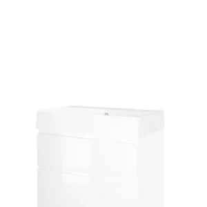 Proline Loft badmeubel met keramische wastafel zonder kraangat en onderkast a-symmetrisch - Glans wit - 80x46cm (bxd) Handgemaakt