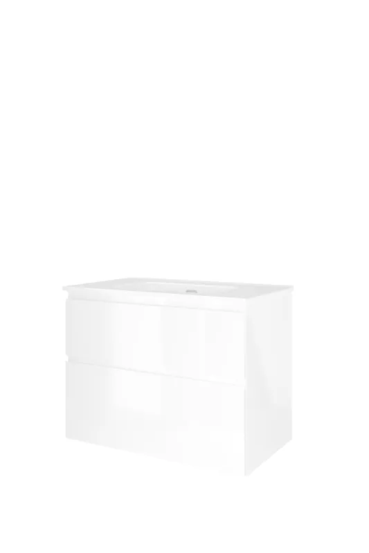 Nieuw Proline Elegant badmeubel met keramische wastafel zonder kraangat en onderkast a-symmetrisch - Glans wit - 80x46cm (bxd)