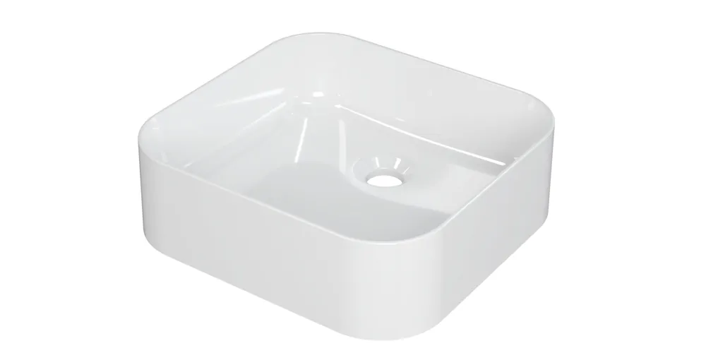 Goedkoop Ink Yale opzetwastafel vierkant 39x37cm keramiek glans wit