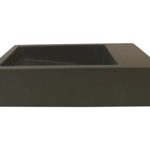 Groothandel Luca Sanitair fontein 35x18,5x9h in solid surface zonder kraangat, l+r te plaatsen, ophang doorboren antraciet mat