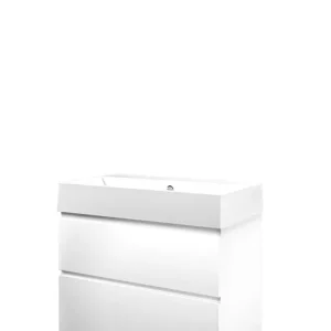 Proline Loft badmeubel met keramische wastafel zonder kraangat en onderkast a-symmetrisch - Mat wit - 80x46cm (bxd) Bestseller