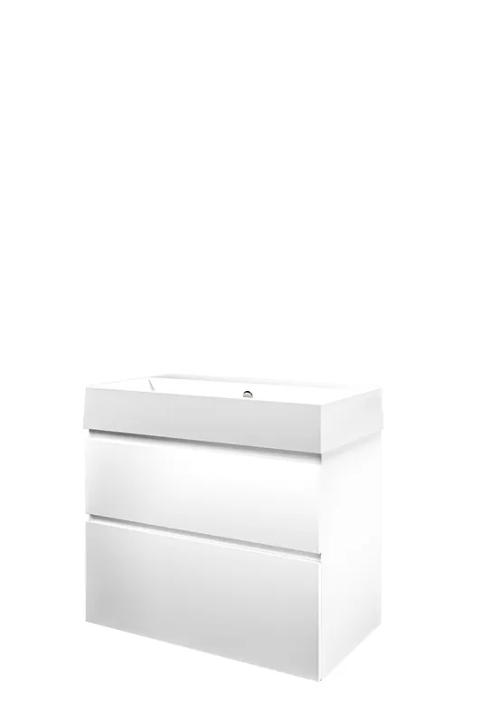 Proline Loft badmeubel met keramische wastafel zonder kraangat en onderkast a-symmetrisch - Mat wit - 80x46cm (bxd) Bestseller