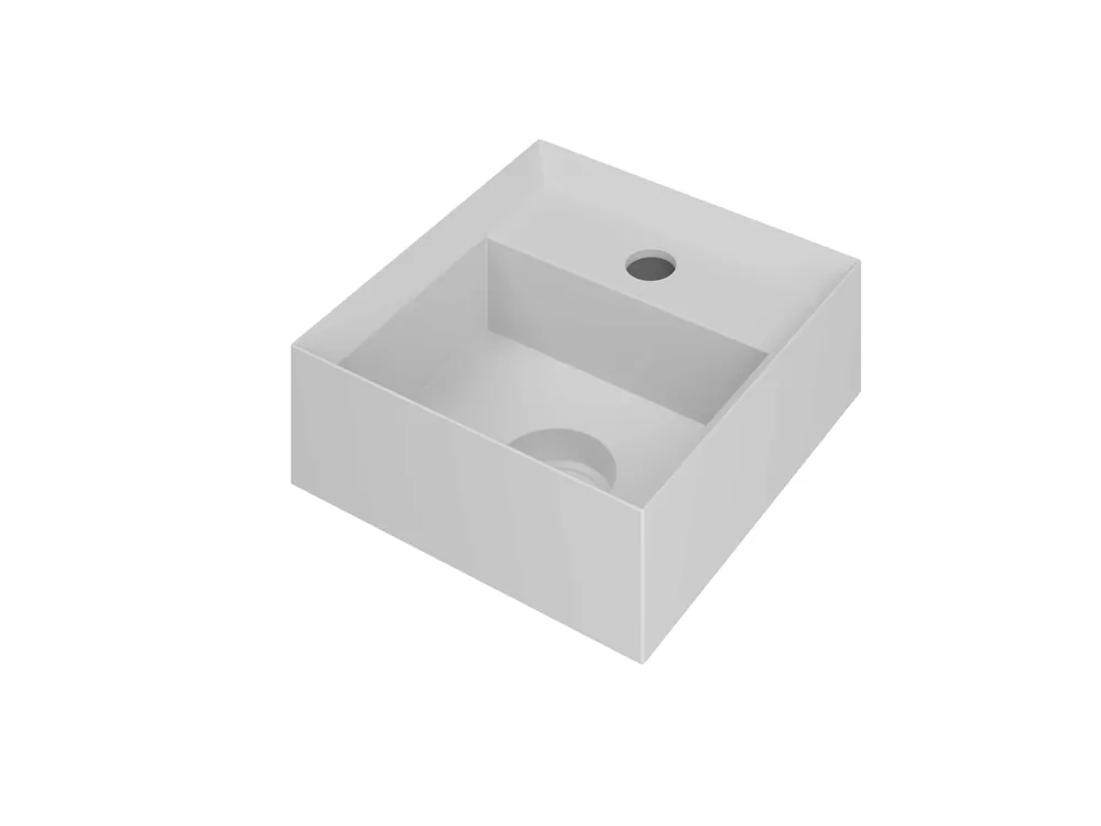 Ink Vice fontein 27x27cm polystone - met kraangat - mat wit Op = Op