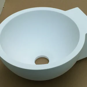 Hete Deal Luca Sanitair wandfontein rond 27x24x12h van solid surface, alleen te combineren met wandkraan mat wit
