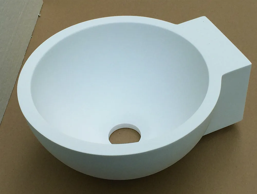 Hete Deal Luca Sanitair wandfontein rond 27x24x12h van solid surface, alleen te combineren met wandkraan mat wit