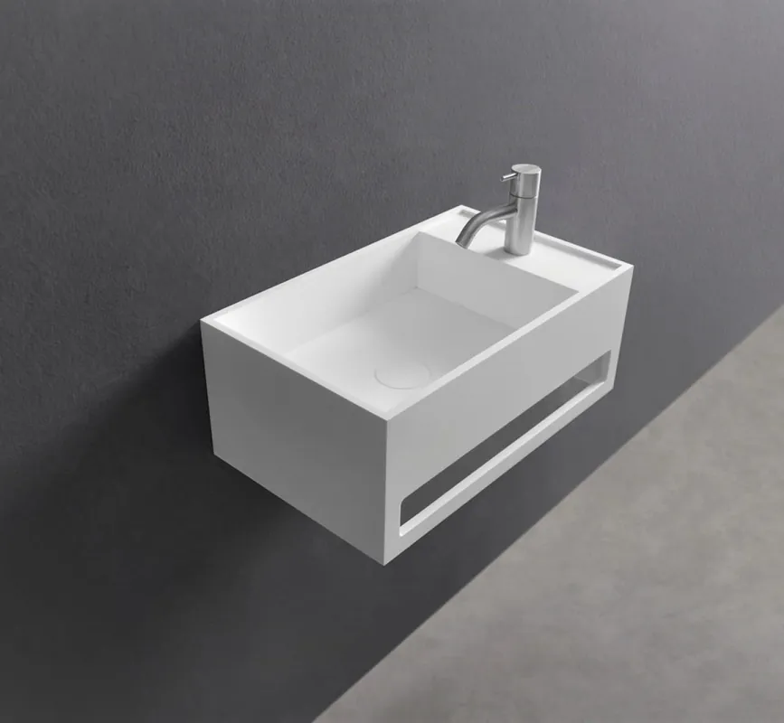 Favoriet Ideavit Solidcube-TB wastafel 50x30 cm mat wit met kraangat met handdoekhouder