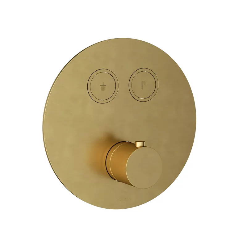 Hotbath Cobber PB009EXT afbouwdeel voor inbouw thermostaat met 2 pushbuttons - geborsteld messing PVD Shop Nu