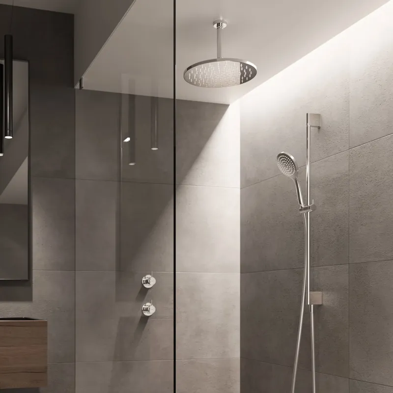 Populair Hotbath Cobber IBS21 inbouw doucheset - chroom - met ronde 3 standen handdouche - 20cm hoofddouche - met plafondbuis 30cm - glijstang met uitlaat