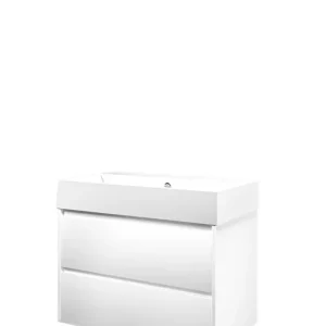 Meest Verkocht Proline Loft badmeubel met keramische wastafel met 1 kraangat en onderkast symmetrisch - Mat wit - 80x46cm (bxd)
