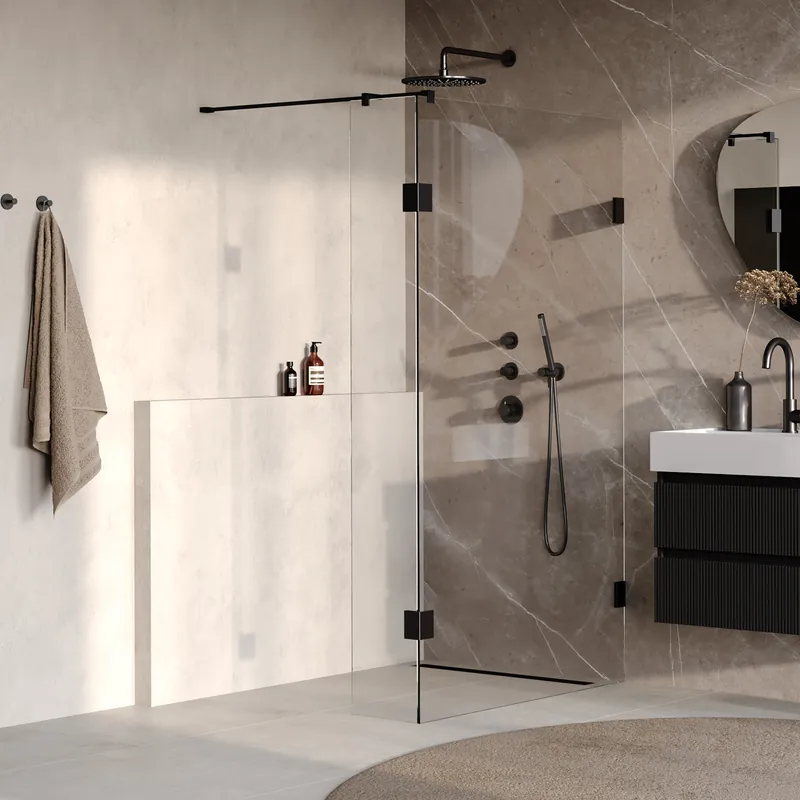 Direct Beschikbaar Brauer Void inloopdouche 110x200cm - zijwand 30cm - mat zwart