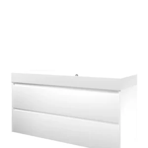 Proline Loft badmeubel met polystone wastafel met 1 kraangat en onderkast symmetrisch - Mat wit/ Mat wit - 120x46cm (bxd) Meest Verkocht