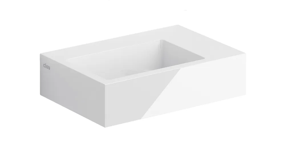 Wereldwijde Verzending Clou Flush 2 fontein 36x24,5cm mineraalmarmer - voorbewerkt kraangat - glans wit