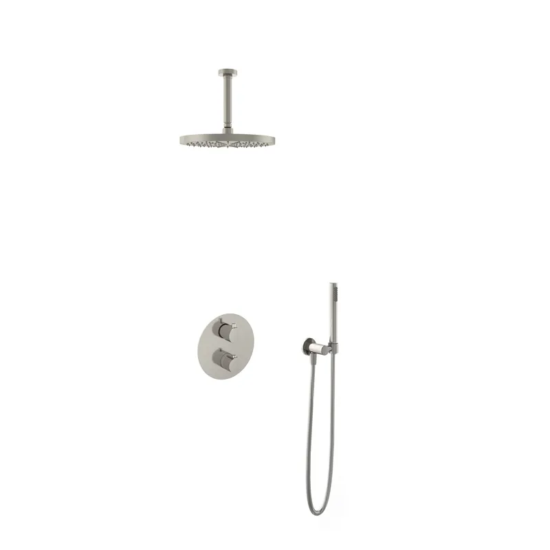 Hotbath Cobber IBS20A inbouw doucheset - staafhanddouche - 30cm hoofddouche - 15cm plafondbuis - wandsteun - geborsteld nikkel Express Levering