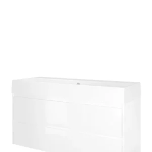 Proline Loft badmeubel met keramische wastafel met 2 kraangaten en onderkast symmetrisch - Glans wit - 120x46cm (bxd) Populair