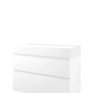 Bulkbestelling Proline Loft badmeubel met keramische wastafel met 1 kraangat en onderkast a-symmetrisch - Mat wit - 100x46cm (bxd)