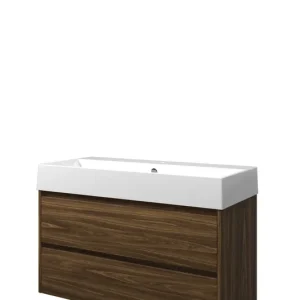 Beste Prijs Proline Loft badmeubel met keramische wastafel met 1 kraangat en onderkast symmetrisch - Cabana oak - 100x46cm (bxd)