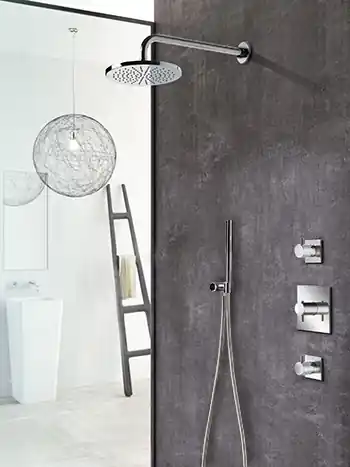 Hotbath IBS 2 Get Together inbouw doucheset Laddy vierkant - geborsteld nikkel - met ronde 3 standen handdouche - 30cm hoofddouche - met plafondbuis 15cm - met glijstang Authentiek