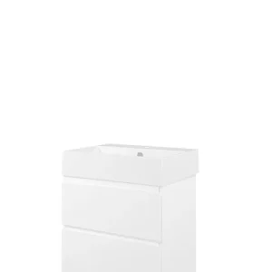 Garantie Inbegrepen Proline Loft badmeubel met keramische wastafel zonder kraangat en onderkast a-symmetrisch - Mat wit - 60x46cm (bxd)