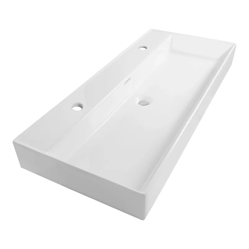 Beperkte Voorraad Brauer Lunar wastafel 100x46,5cm - keramiek - 2 kraangaten - wit