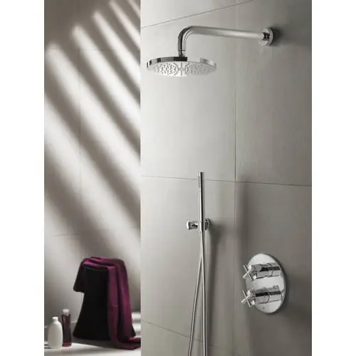 Uitverkoop Hotbath IBS 3A Get Together inbouw doucheset Chap geborsteld nikkel - met ronde 3-standen handdouche - plafondbuis 30cm - hoofddouche 20cm - wandsteun
