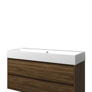 Bestseller Proline Loft badmeubel met keramische wastafel met 1 kraangat en onderkast symmetrisch - Cabana oak - 120x46cm (bxd)